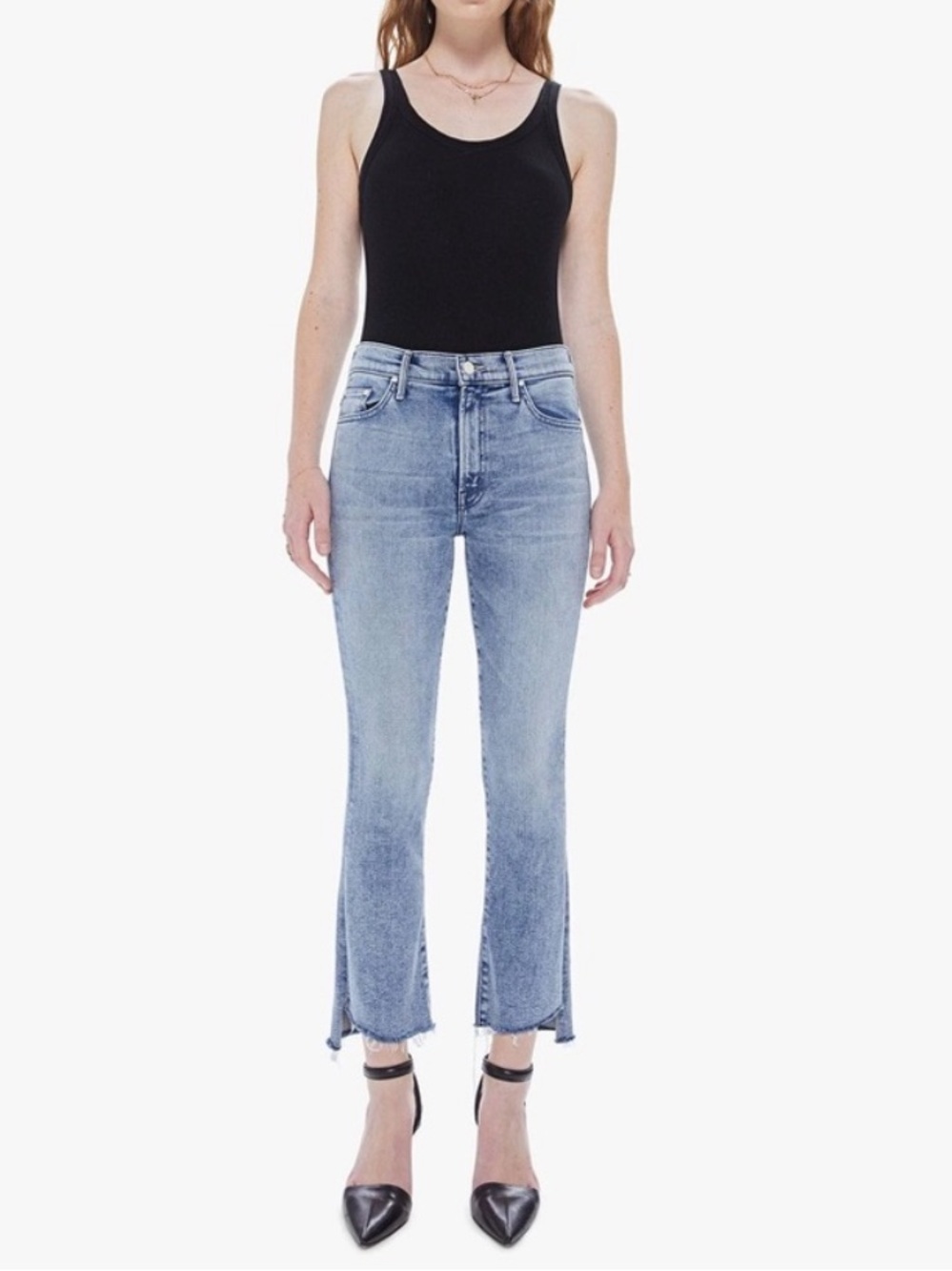 MOTHER The Insider Crop Step Fray Jeans in Twice Shy Size 25